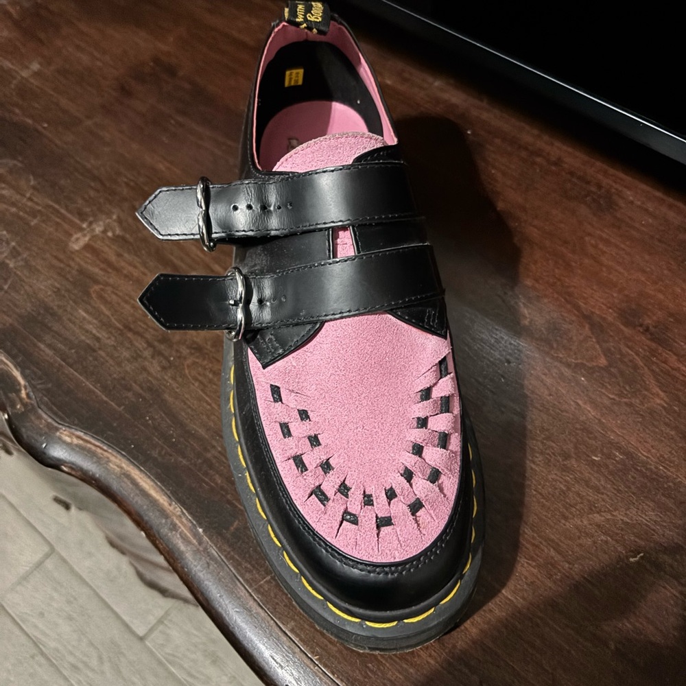 Dr. Martens Pink and Black Buckle Creepers